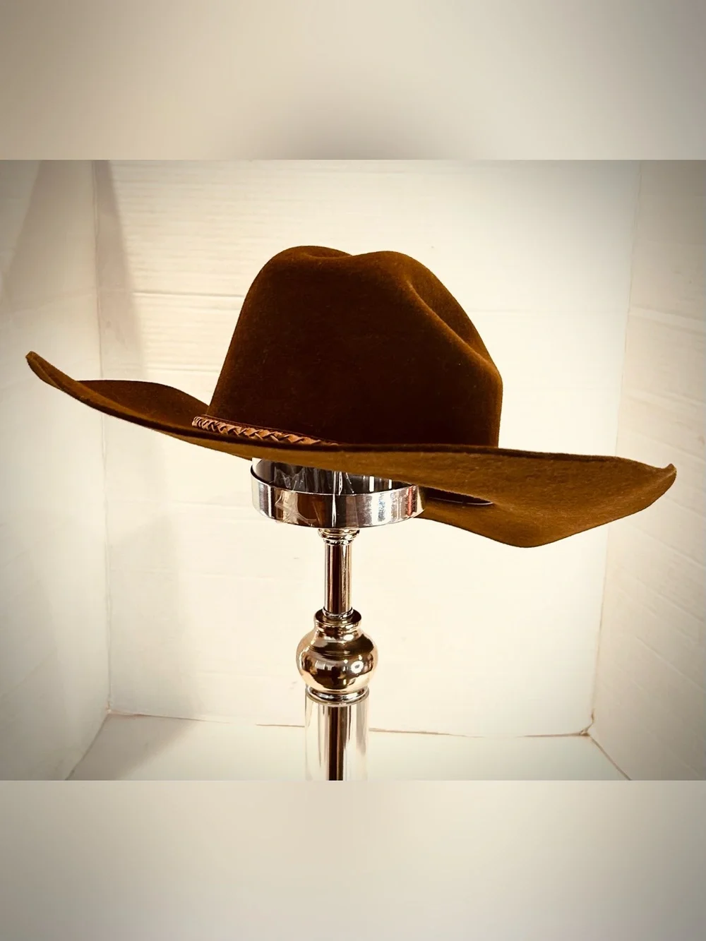 Justin XX 100% Wool Brown Cowboy Hat Milano‎ Hat Co Rodeo Rockabilly Cow Punk